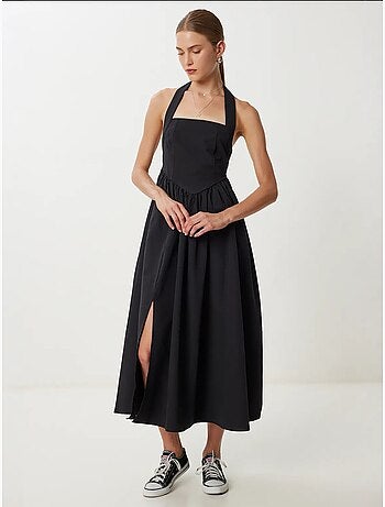 Robe midi cintrée à col carré istanbul