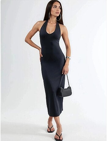 Robe midi cintrée à col halter