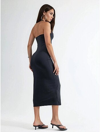 Robe midi cintrée à col halter
