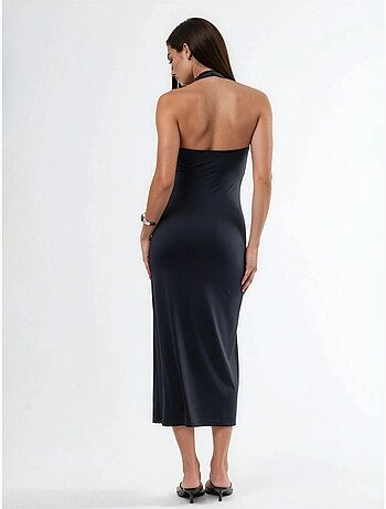Robe midi cintrée à col halter