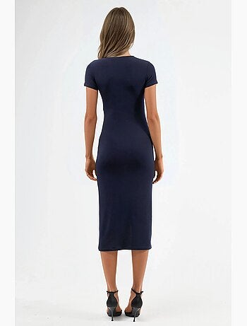 Robe midi cintrée à col rond hiccup