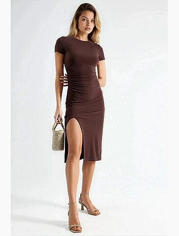 Robe midi cintrée à col rond hiccup