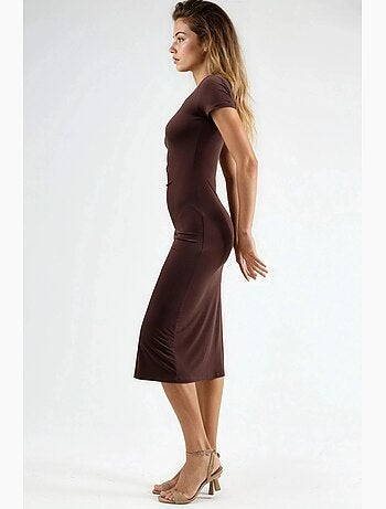 Robe midi cintrée à col rond hiccup