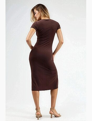 Robe midi cintrée à col rond hiccup