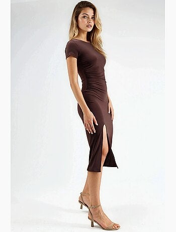 Robe midi cintrée à col rond hiccup