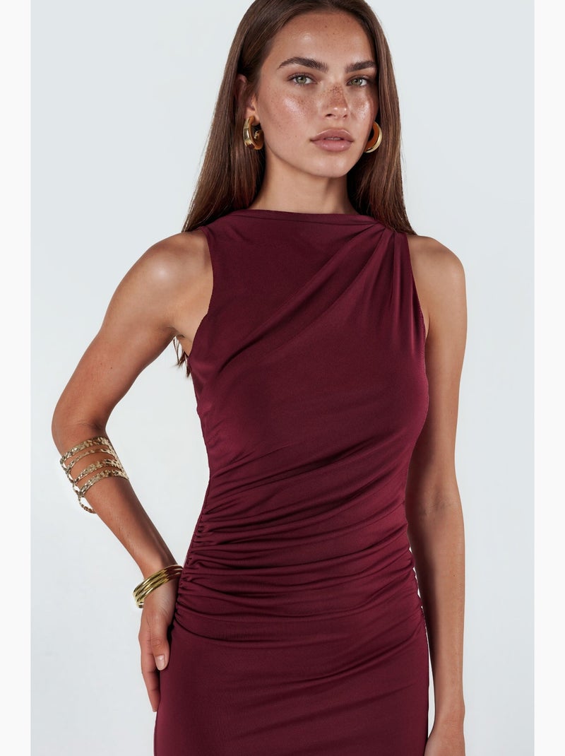 Robe midi cintrée à col rond hiccup Rouge bordeaux - Kiabi