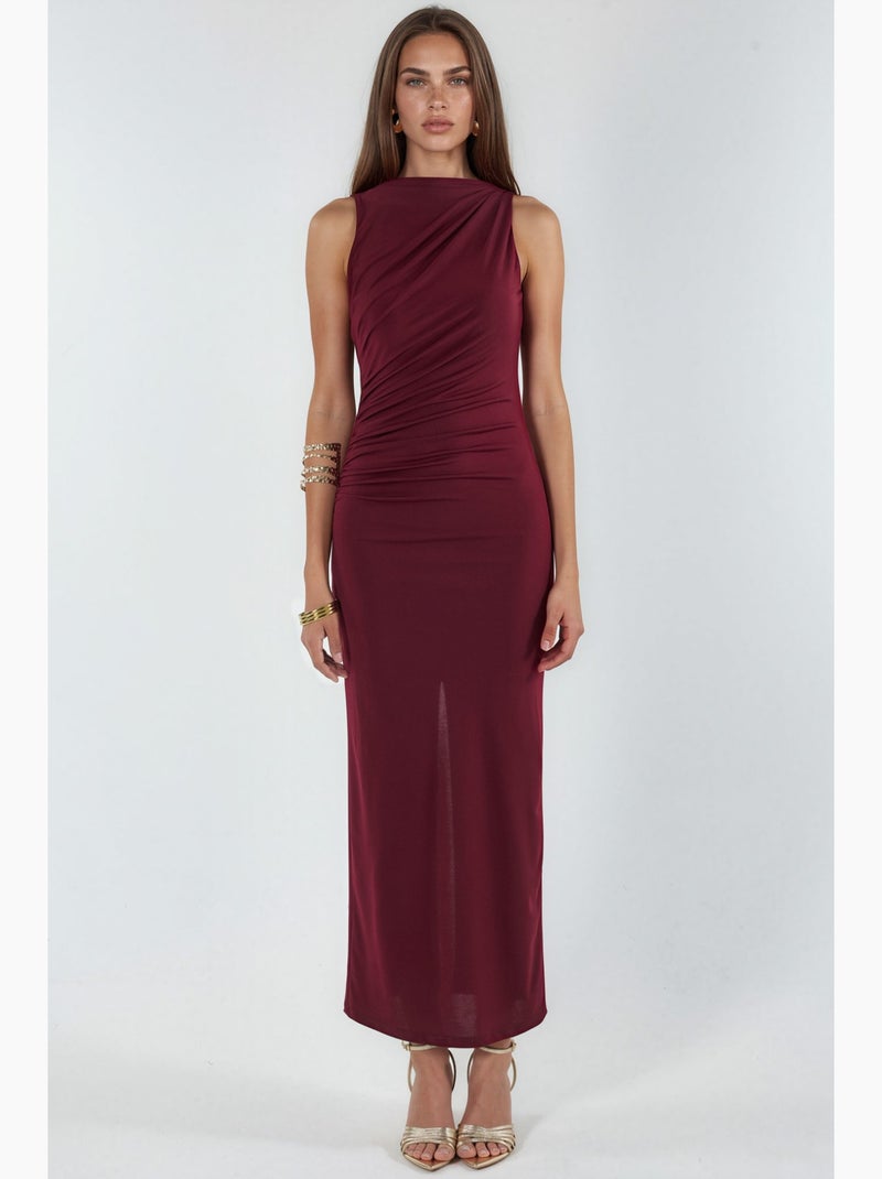 Robe midi cintrée à col rond hiccup Rouge bordeaux - Kiabi