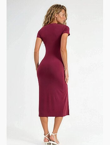 Robe midi cintrée à col rond hiccup