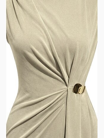 Robe midi cintrée à col rond mixray
