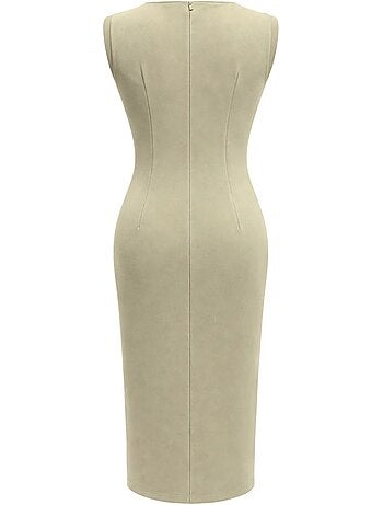 Robe midi cintrée à col rond mixray