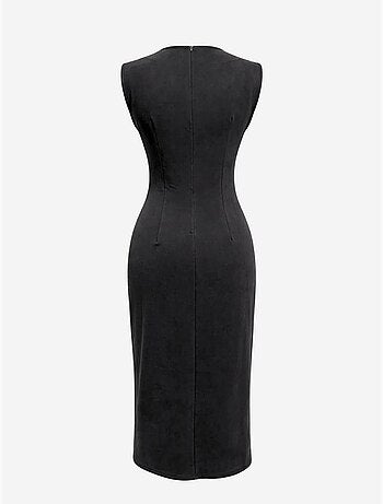 Robe midi cintrée à col rond mixray