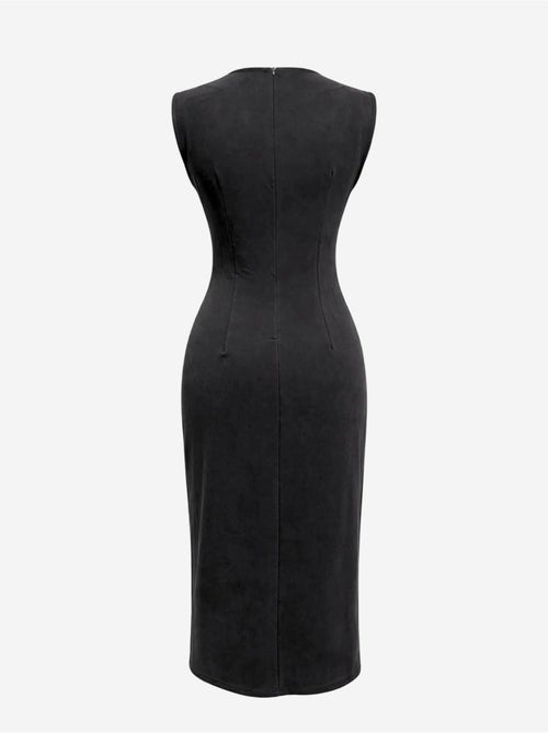 Robe midi cintrée à col rond mixray - Kiabi Robe midi cintrée à col rond mixray - Kiabi