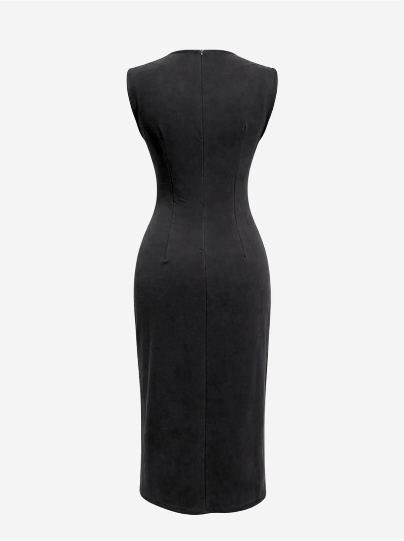 Robe midi cintrée à col rond mixray Noir - Kiabi