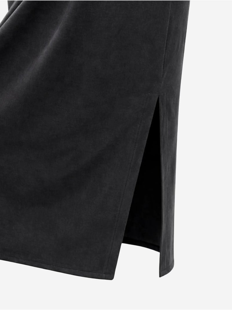 Robe midi cintrée à col rond mixray Noir - Kiabi