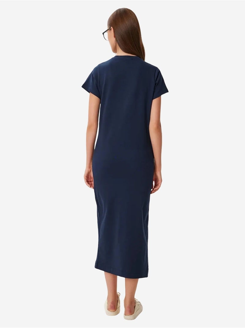 Robe midi cintrée à fente latérale istanbul Bleu marine - Kiabi