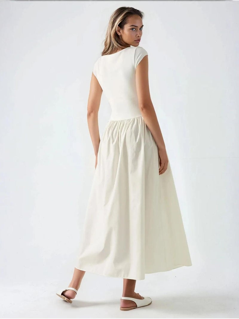 Robe midi contrastée hiccup Ivoire - Kiabi