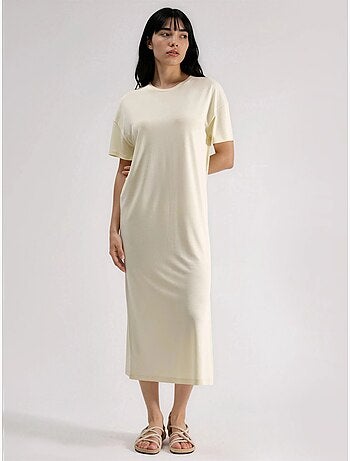 Robe midi côtelée à col rond busem