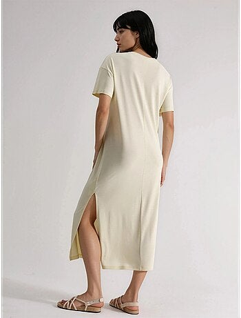 Robe midi côtelée à col rond busem