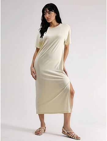 Robe midi côtelée à col rond busem