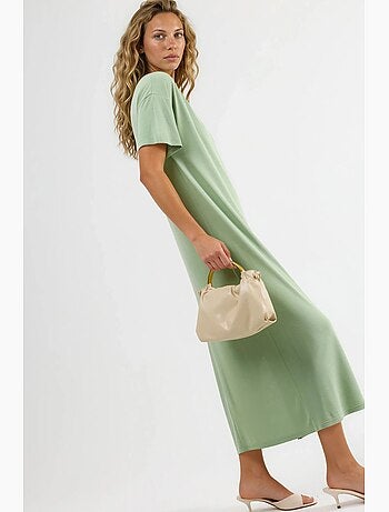 Robe midi côtelée à col rond busem