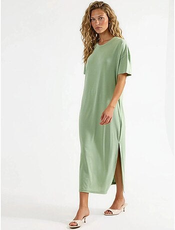 Robe midi côtelée à col rond busem