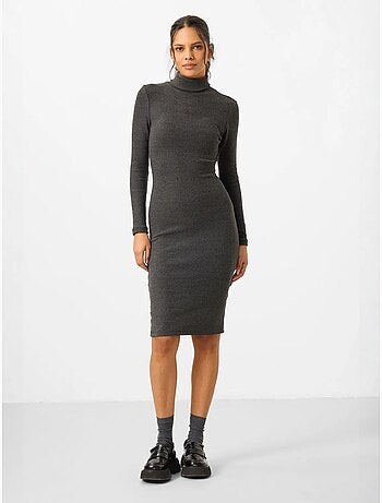Robe midi côtelée à col roulé tommy