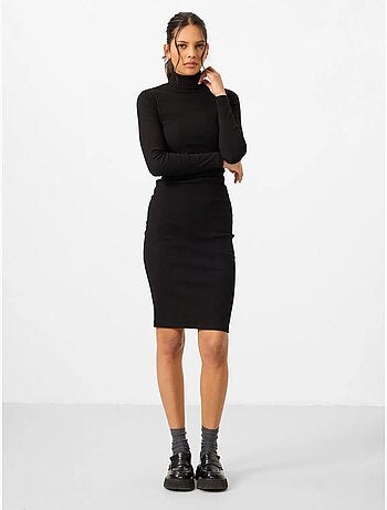Robe midi côtelée à col roulé tommy