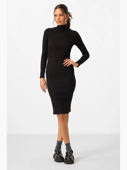 Robe midi côtelée à col roulé tommy - Kiabi