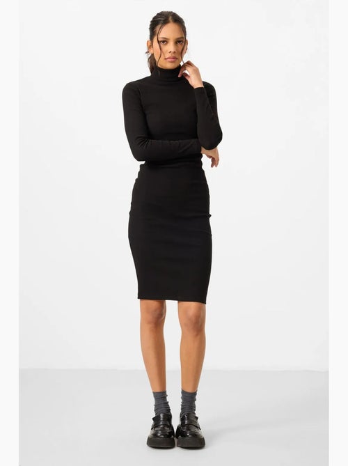 Robe midi côtelée à col roulé tommy - Kiabi