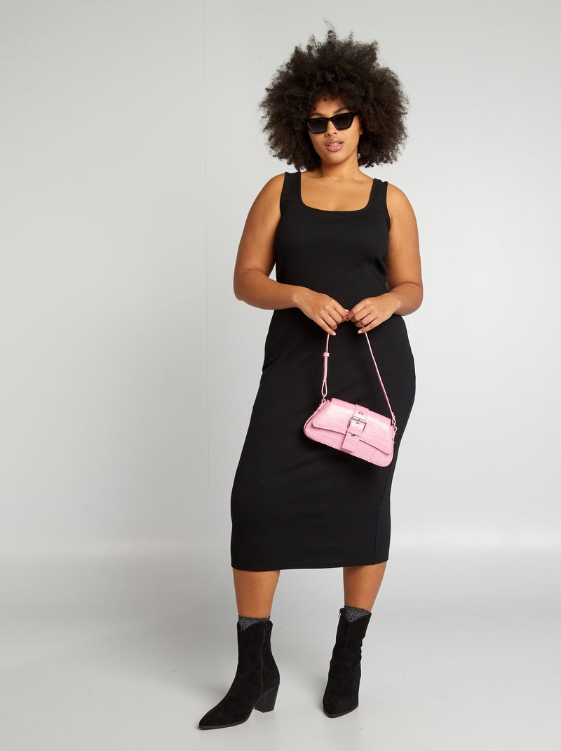 Robe midi côtelée noir - Kiabi