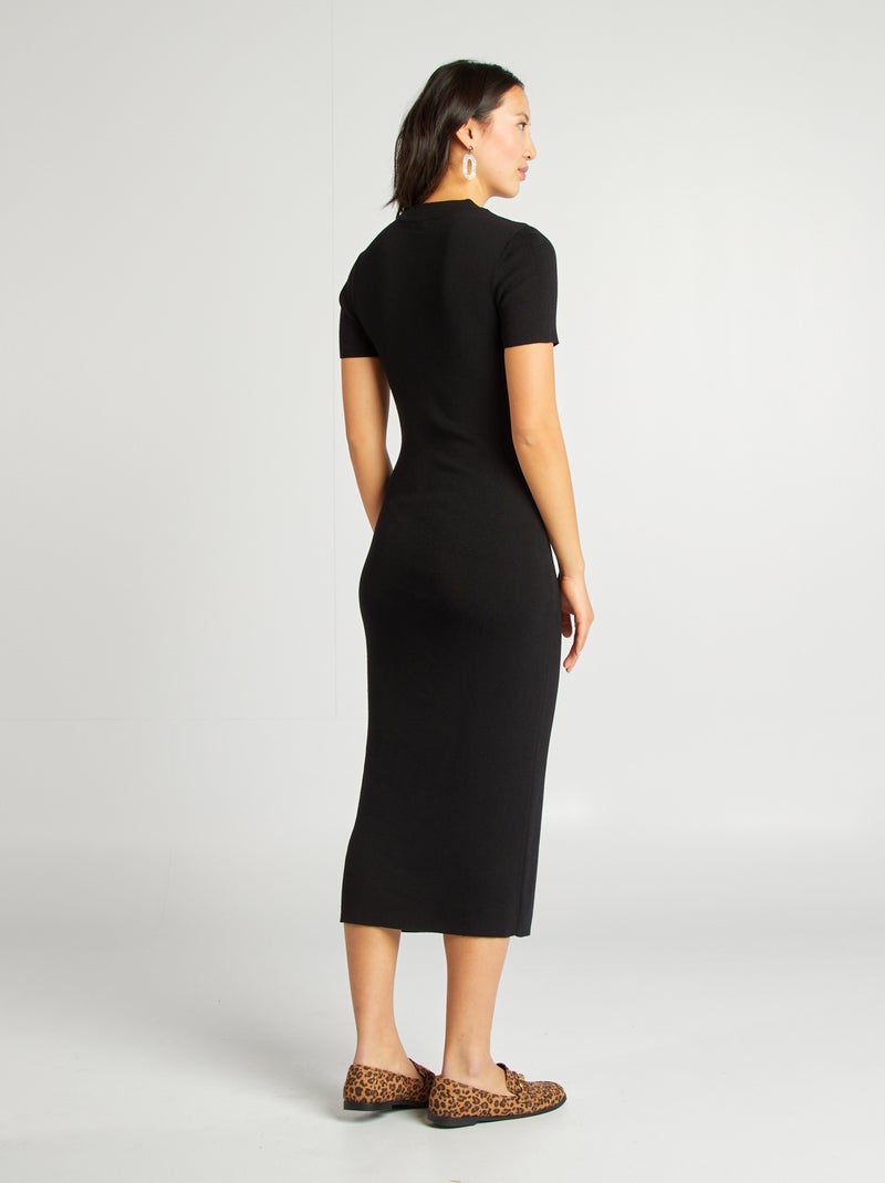 Robe midi côtelée noir - Kiabi
