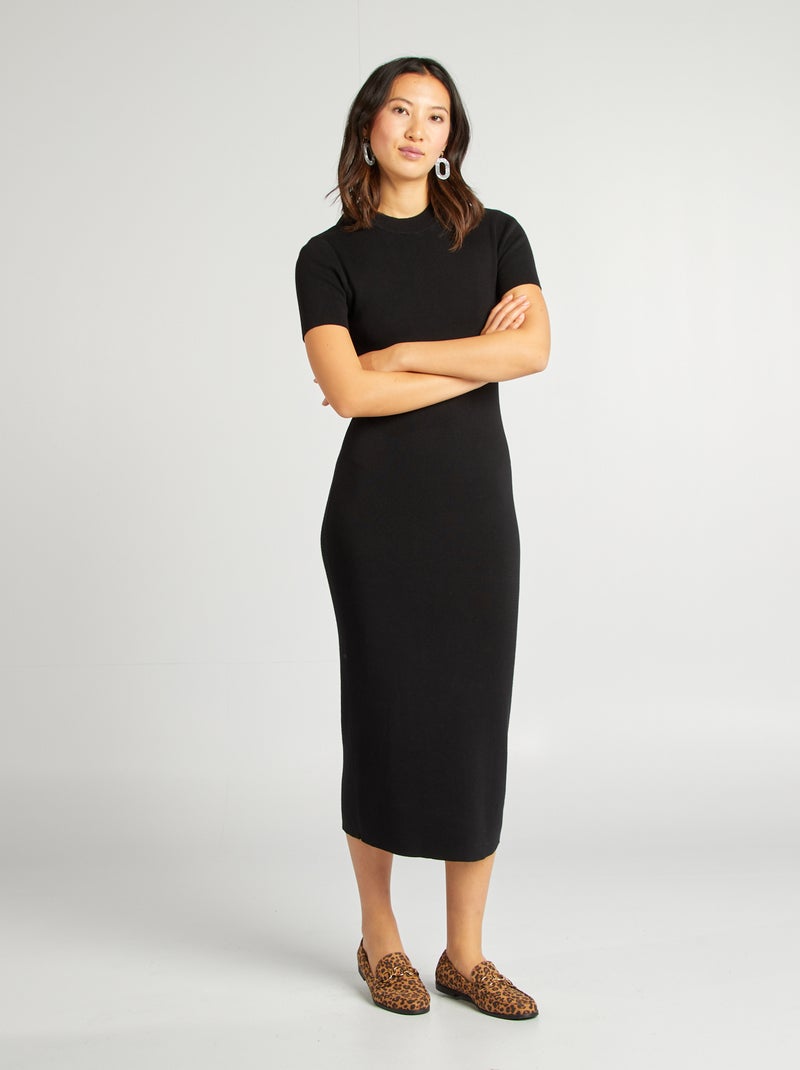 Robe midi côtelée noir - Kiabi