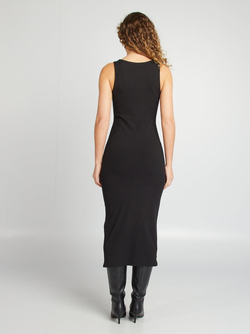 Robe midi côtelée noir - Kiabi