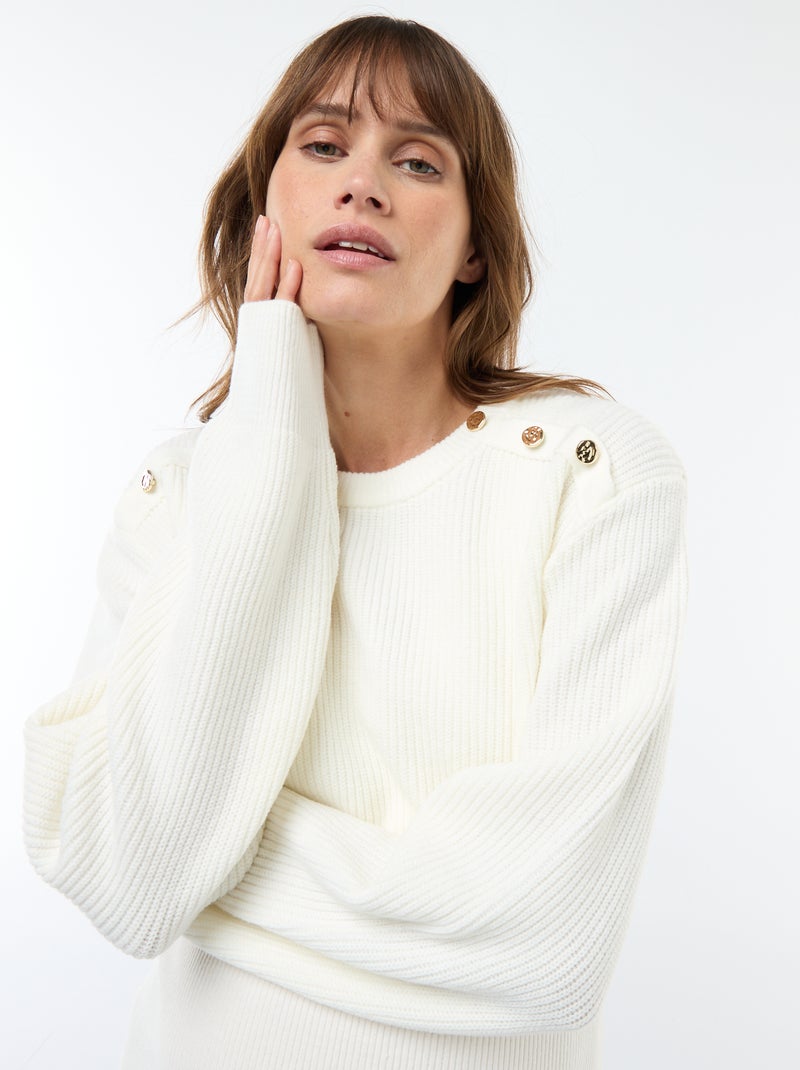 Robe midi côtelée + pull cropped de maternité Blanc - Kiabi