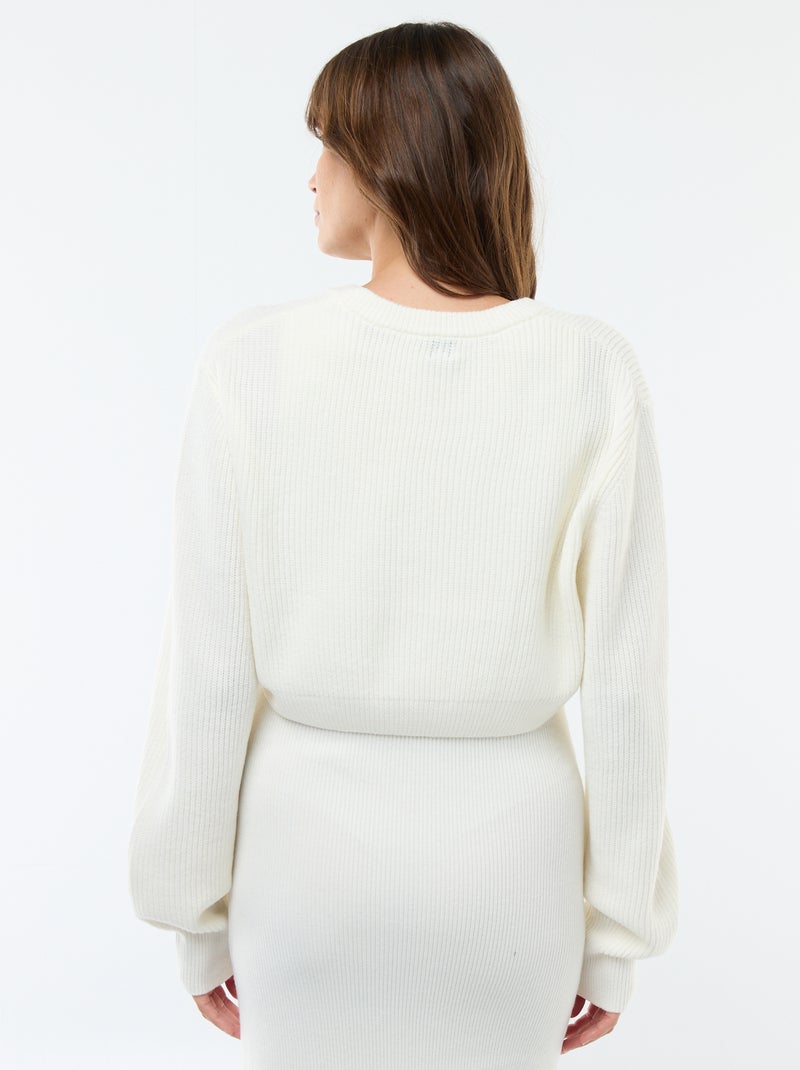 Robe midi côtelée + pull cropped de maternité Blanc - Kiabi