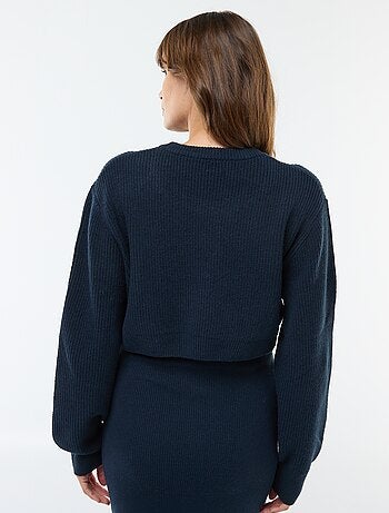 Robe midi côtelée + pull cropped de maternité