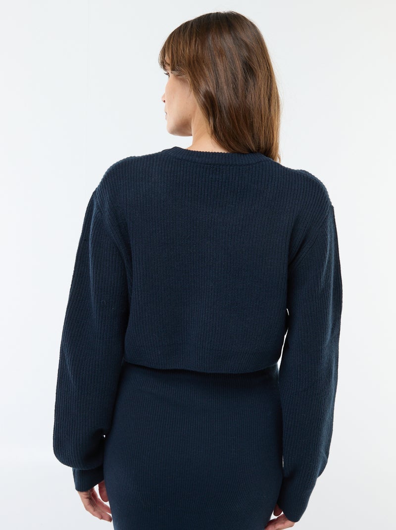Robe midi côtelée + pull cropped de maternité Bleu - Kiabi