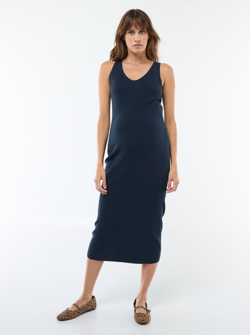 Robe midi côtelée + pull cropped de maternité Bleu - Kiabi