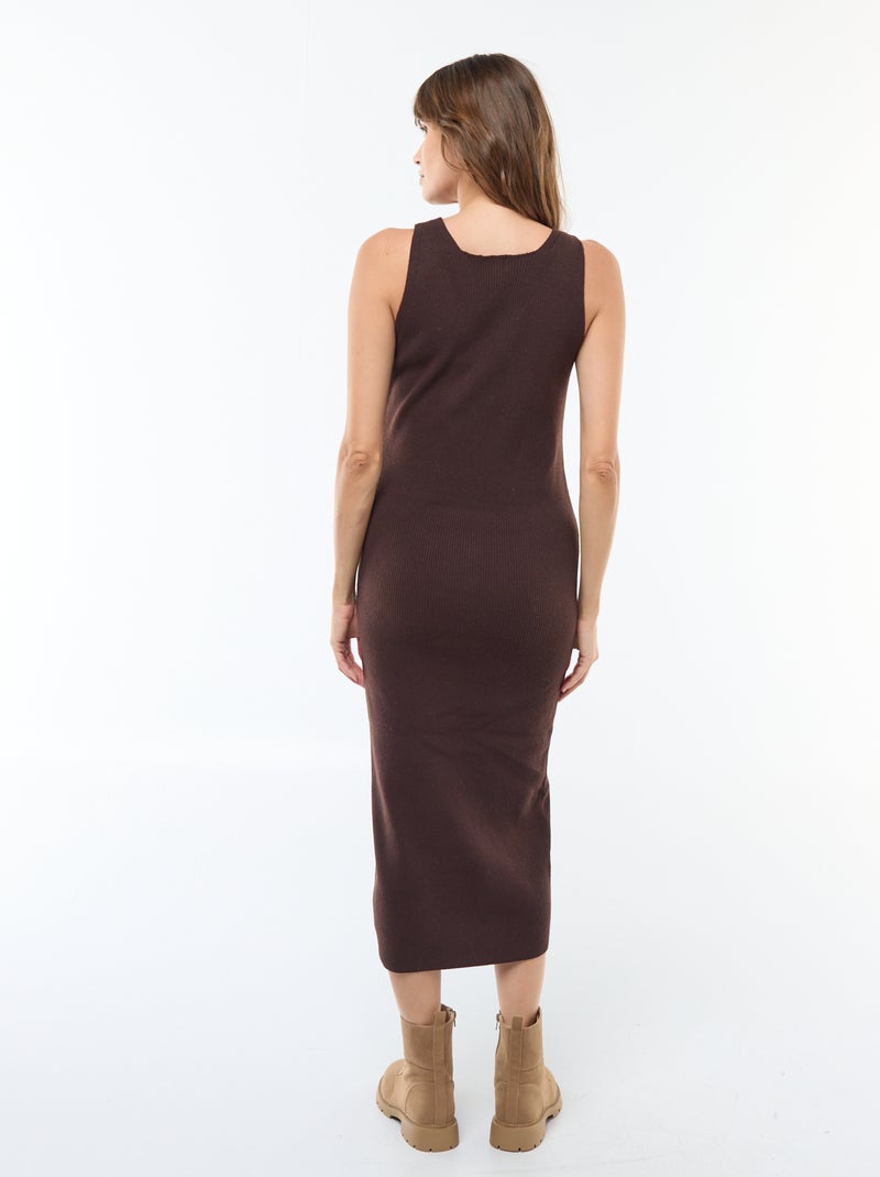 Robe midi côtelée + pull cropped de maternité Marron - Kiabi