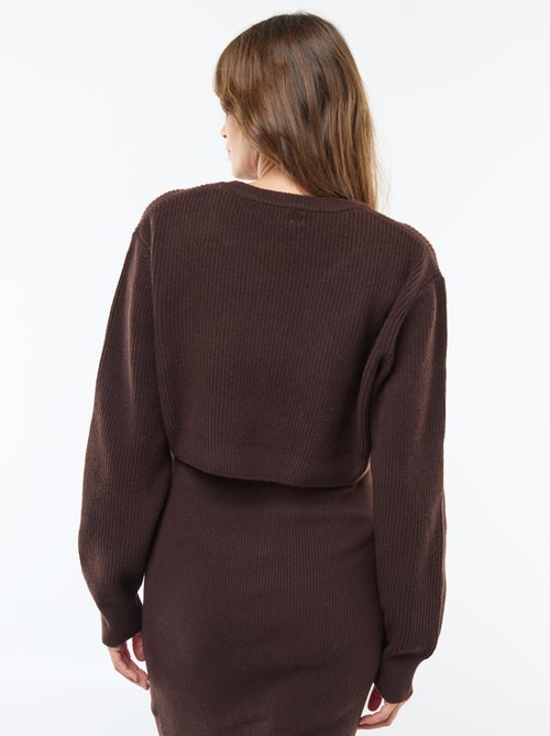 Robe midi côtelée + pull cropped de maternité - Kiabi