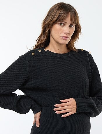 Robe midi côtelée + pull cropped de maternité