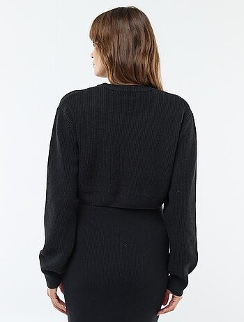 Robe midi côtelée + pull cropped de maternité