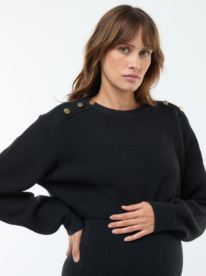 Robe midi côtelée + pull cropped de maternité Noir - Kiabi