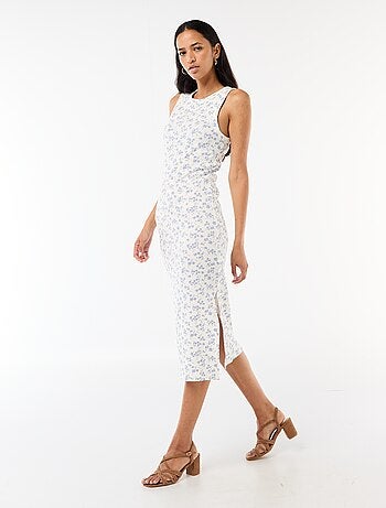 Robe midi côtelée sans manches