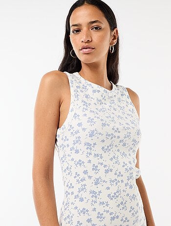 Robe midi côtelée sans manches