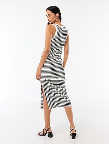 Robe midi côtelée sans manches