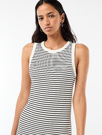 Robe midi côtelée sans manches