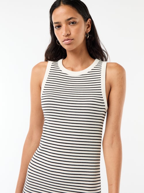 Robe midi côtelée sans manches - Kiabi