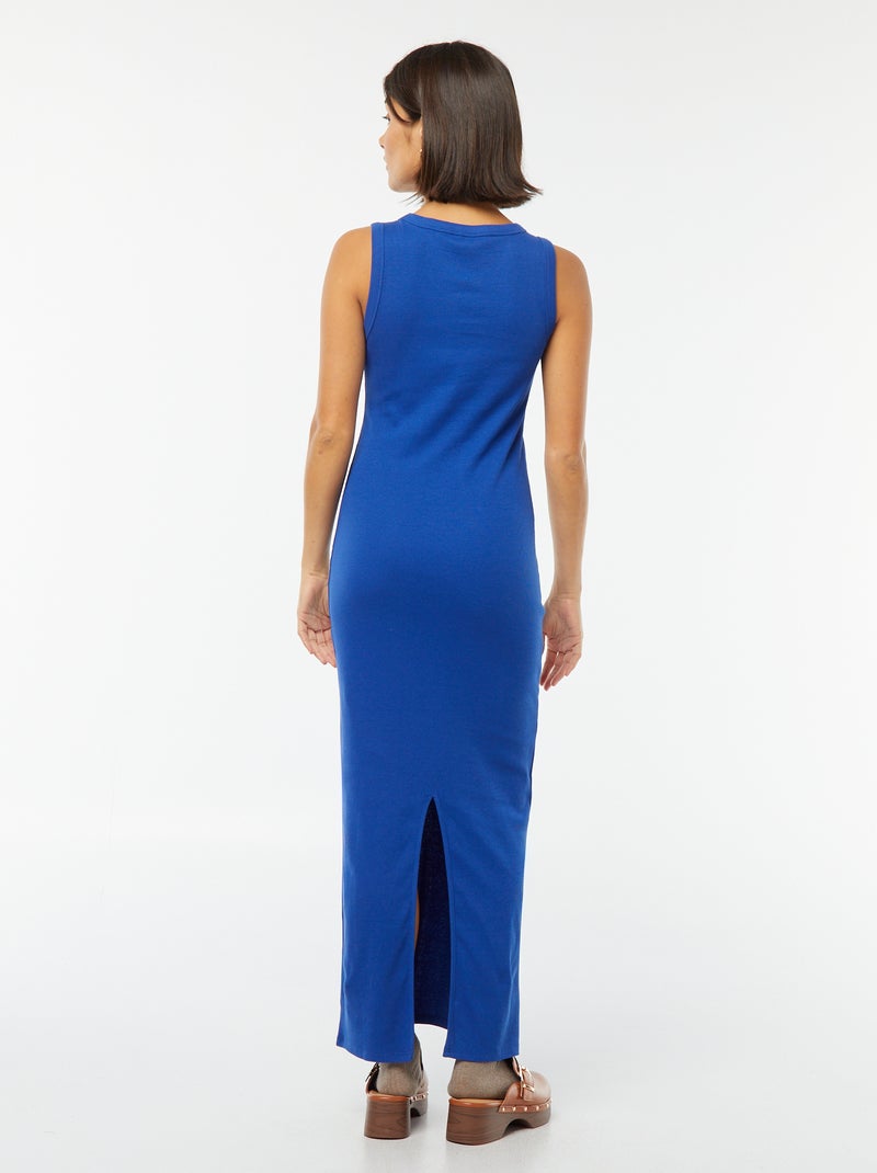 Robe midi côtelée sans manches Bleu - Kiabi