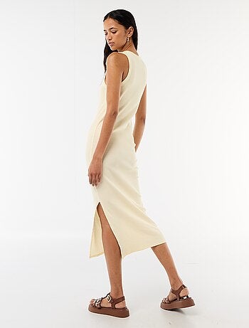 Robe midi côtelée sans manches